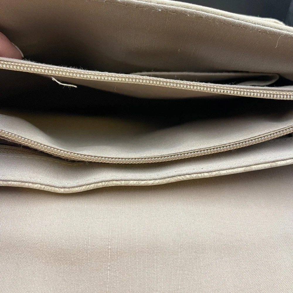 Liz Claiborne Shoulder Bag Beige Brown Paisley Print Handbag Leather Trim NWOT